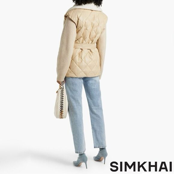 SIMKHAI **NWT** Astra Tie Waist Puffer Jacket Beige/Blush - Picture 10 of 14